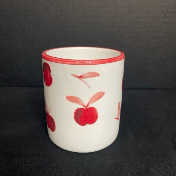 Dansk Ceramic Coffee Mug Cup White w/ Red Cherries Bing Cherry Hand Painted - Picture 2 of 5
